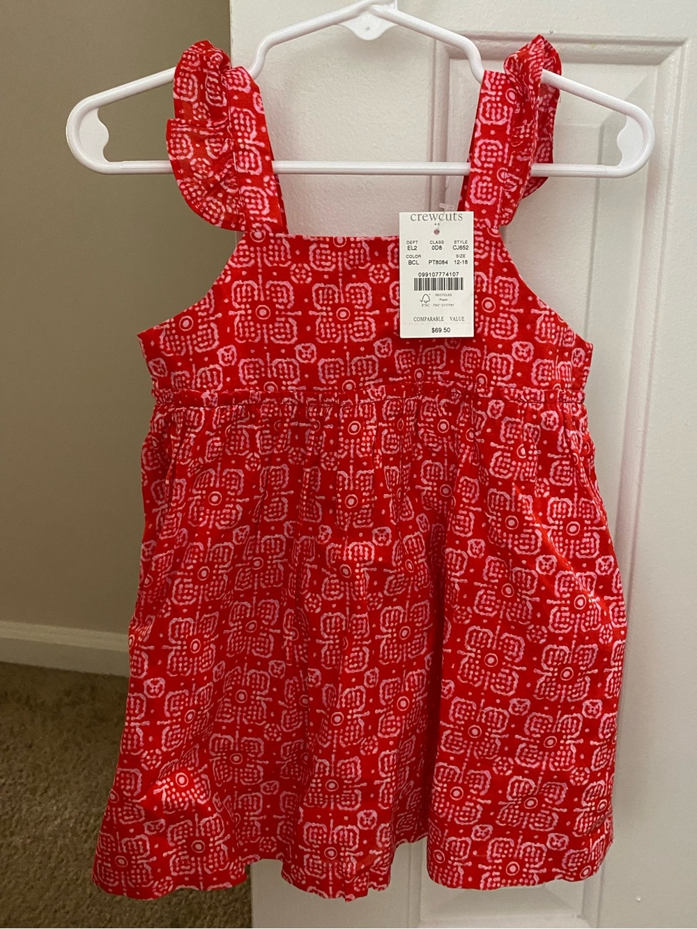 NWT Crewcuts 12-18 months Red Bandana-Print Toddler Dress with diaper cover